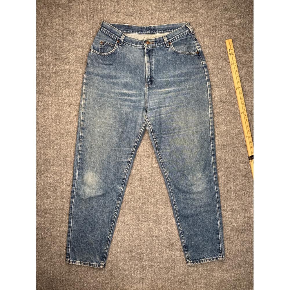Vintage Lee High Waisted Mom Jeans Medium Wash Denim‎ Tapered Leg Womens 32x28